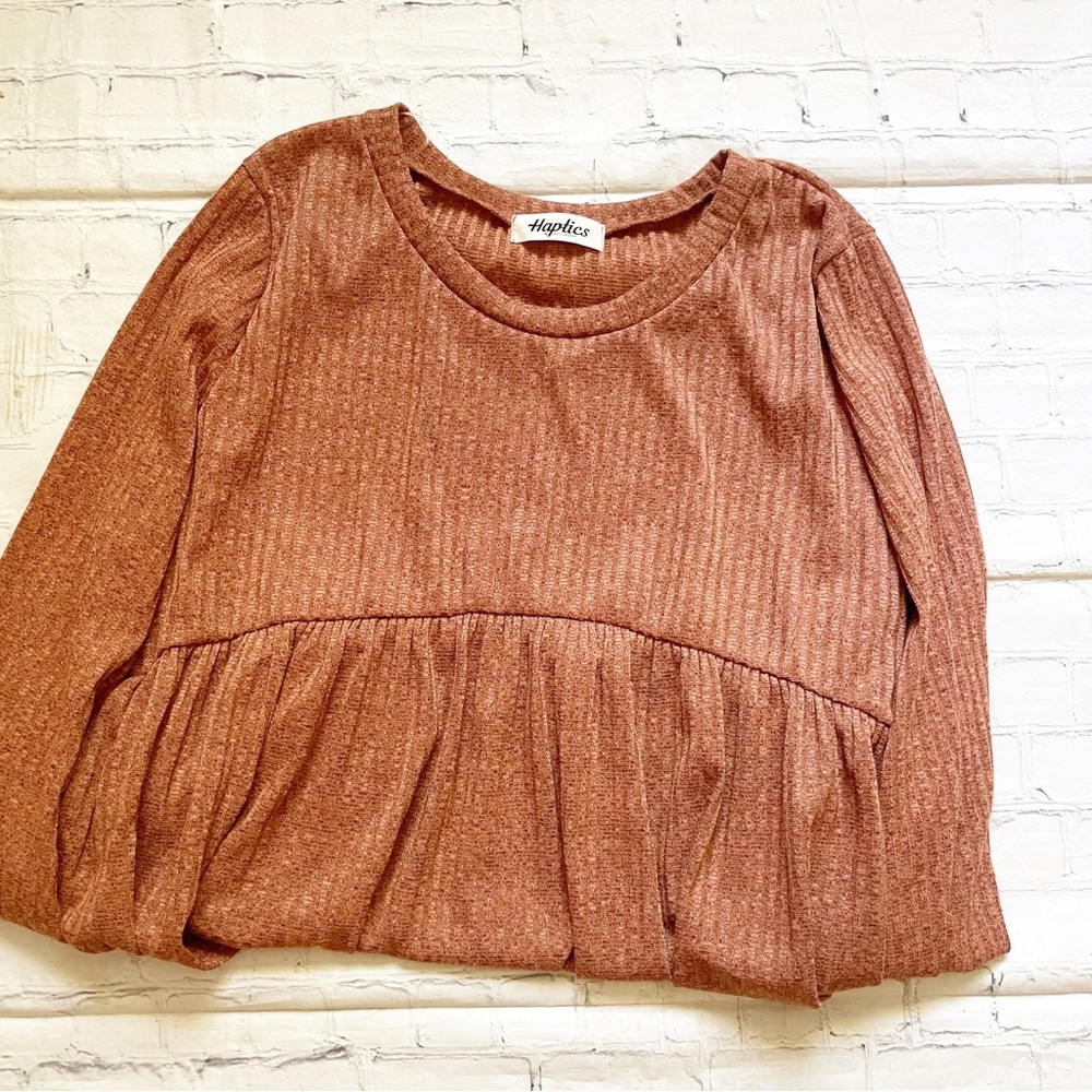 Haptics Burnt Orange/Brown Long Sleeve Blouse